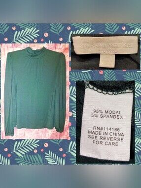Adyson Parker brand Hunter Green Mock Neck L/S Soft Knit Top Sz 2X(18/20)
